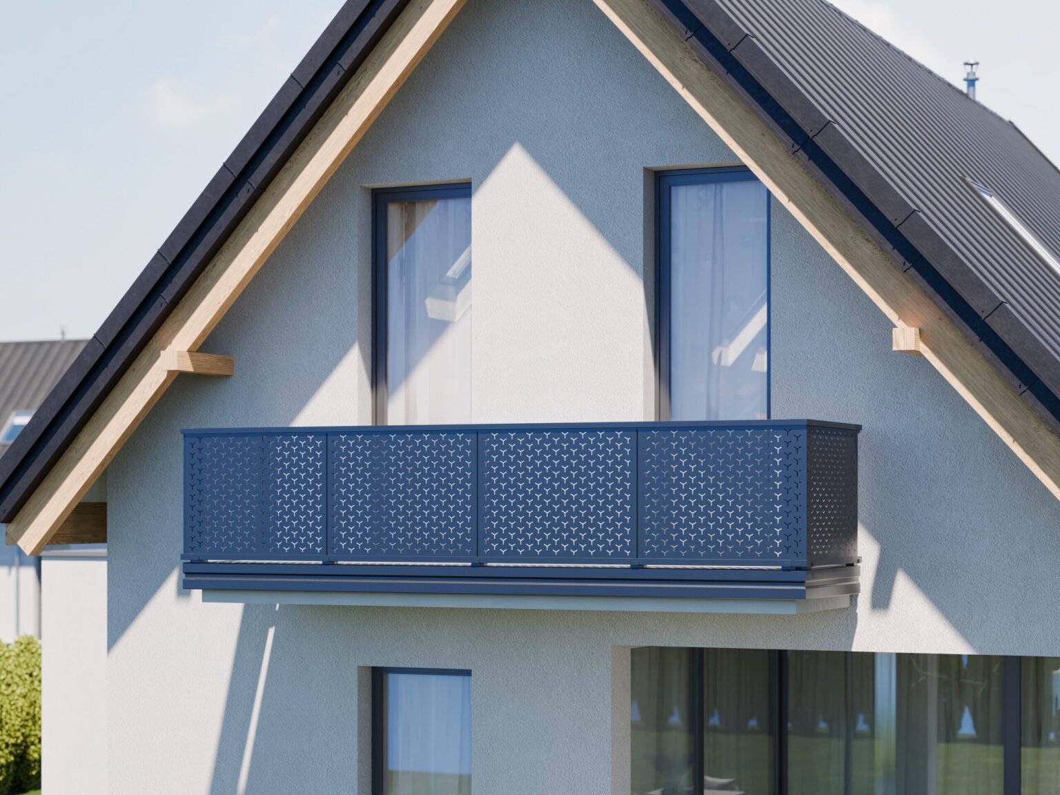 taifun alu lochblech blau balkongelaender mit feiner perforierung minimal triangel