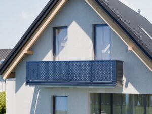 taifun alu lochblech blau balkongelaender mit feiner perforierung minimal triangel